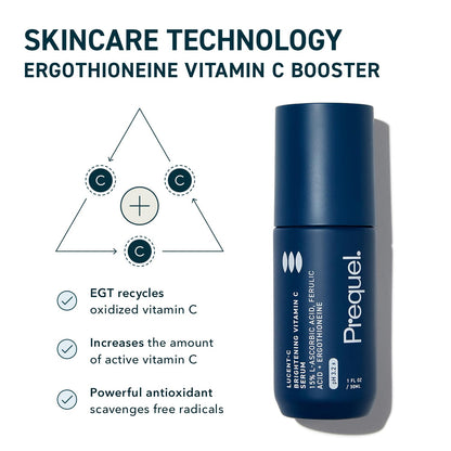 Prequel Skin Lucent-C, Vitamin C Serum for Face. Professional Facial L-Ascorbic Acid, Ferulic Acid Formula with Niacinamide. - dailyvitalstore