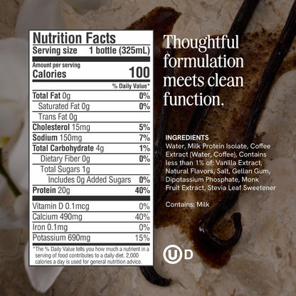 Prés, Protein Coffee, Vanilla, High Protein, Real Cold Brew, 20g Protein, 1g Sugar, 100 Calories, No Added Sugar, Coffee, Protein, Kosher, Soy Free, Nut Free, Non-GMO, Low Carb (12 Pack) - dailyvitalstore