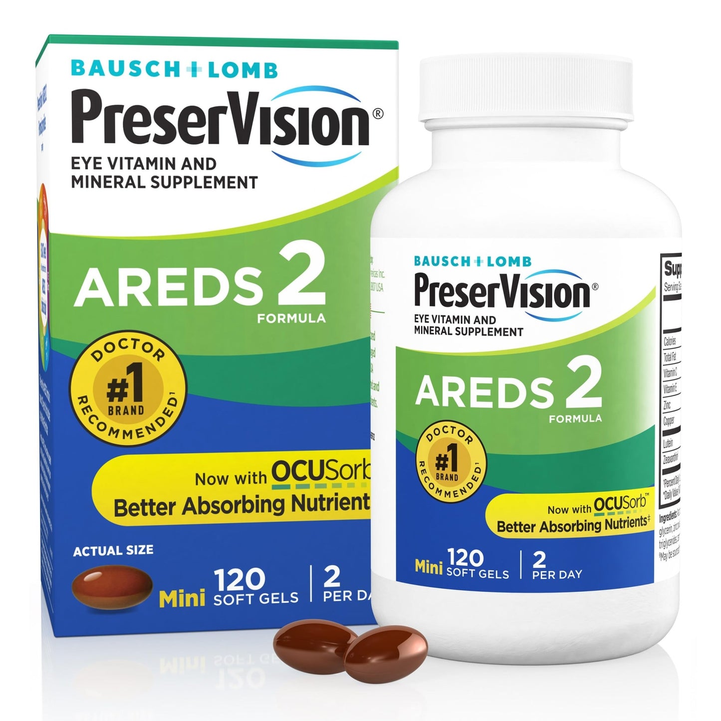 PreserVision AREDS 2 Eye Vitamins, 1 Eye Doctor Recommended Brand, Lutein and Zeaxanthin Supplement with Vitamin C, Vitamin E, Zinc, and Copper, 120 Softgels (Minigels) - dailyvitalstore