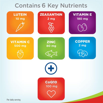 PreserVision AREDS 2 Eye Vitamins with CoQ10 for Heart Health, 1 Eye Doctor Recommended Brand, Lutein and Zeaxanthin Supplement with Vitamin C & E, Zinc, and Copper, 80 Softgels - dailyvitalstore