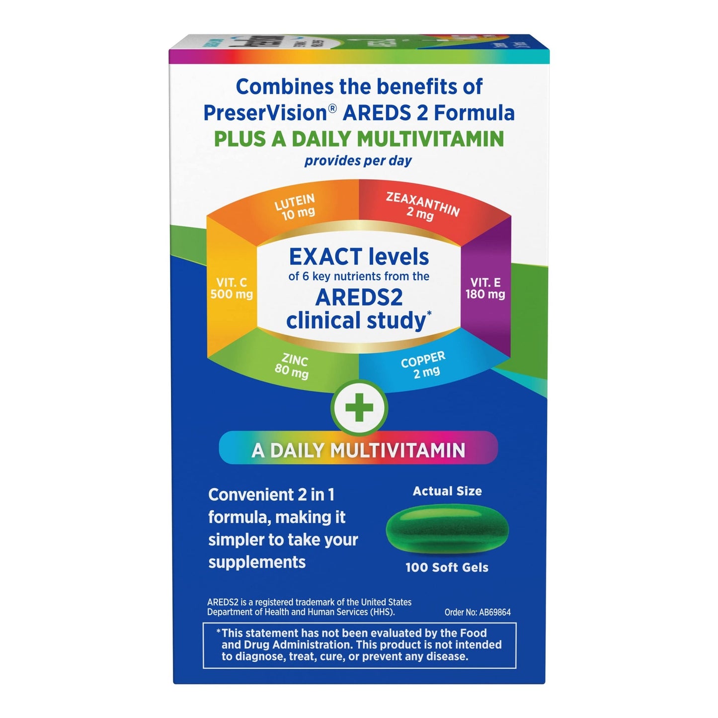 PreserVision AREDS 2 + Multivitamin, 1 Eye Doctor Recommended Brand, 2-in-1 Eye Vitamin with Lutein, Zeaxanthin, Zinc, and Vitamin C, D & E, 100 Softgels - dailyvitalstore