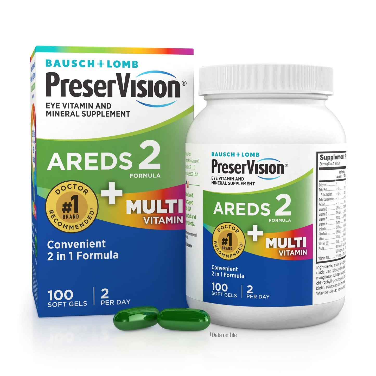 PreserVision AREDS 2 + Multivitamin, 1 Eye Doctor Recommended Brand, 2-in-1 Eye Vitamin with Lutein, Zeaxanthin, Zinc, and Vitamin C, D & E, 100 Softgels - dailyvitalstore
