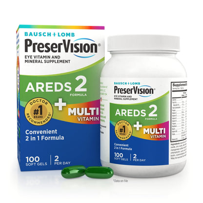 PreserVision AREDS 2 + Multivitamin, 1 Eye Doctor Recommended Brand, 2-in-1 Eye Vitamin with Lutein, Zeaxanthin, Zinc, and Vitamin C, D & E, 100 Softgels - dailyvitalstore