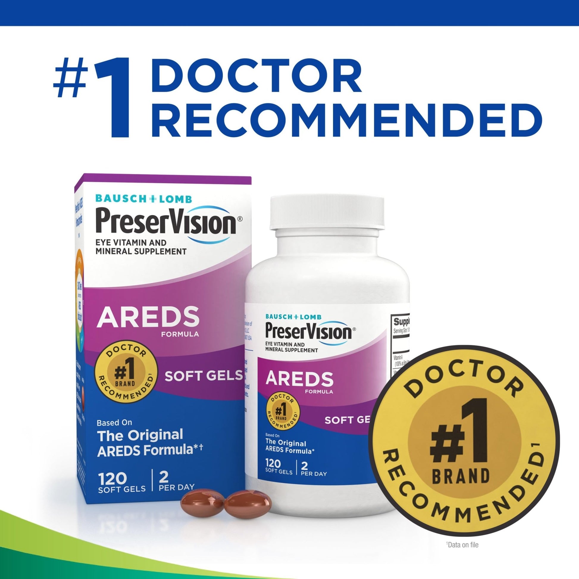 PreserVision AREDS Eye Vitamins, 1 Eye Doctor Recommended Brand, Multivitamin with Copper, Vitamin A, C & E, Zinc Supplements, 120 Softgels - dailyvitalstore