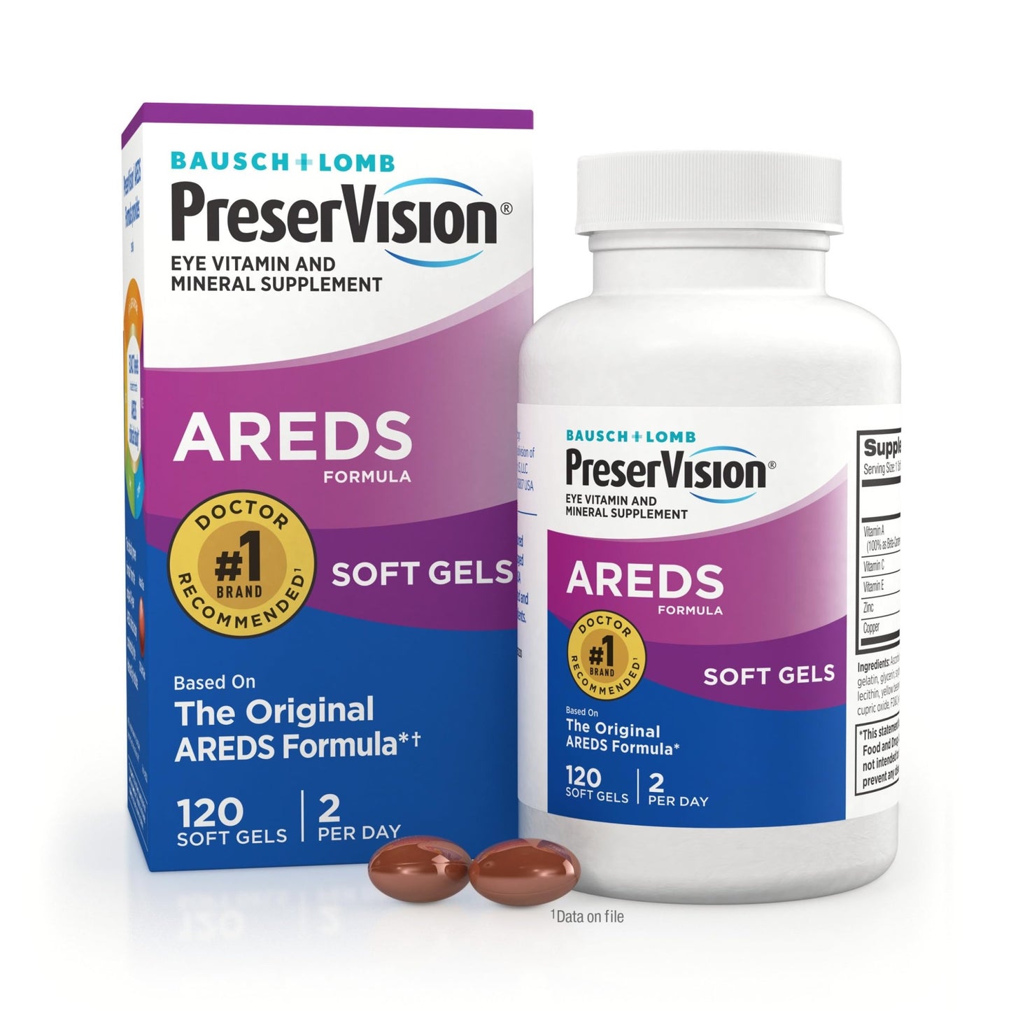PreserVision AREDS Eye Vitamins, 1 Eye Doctor Recommended Brand, Multivitamin with Copper, Vitamin A, C & E, Zinc Supplements, 120 Softgels - dailyvitalstore