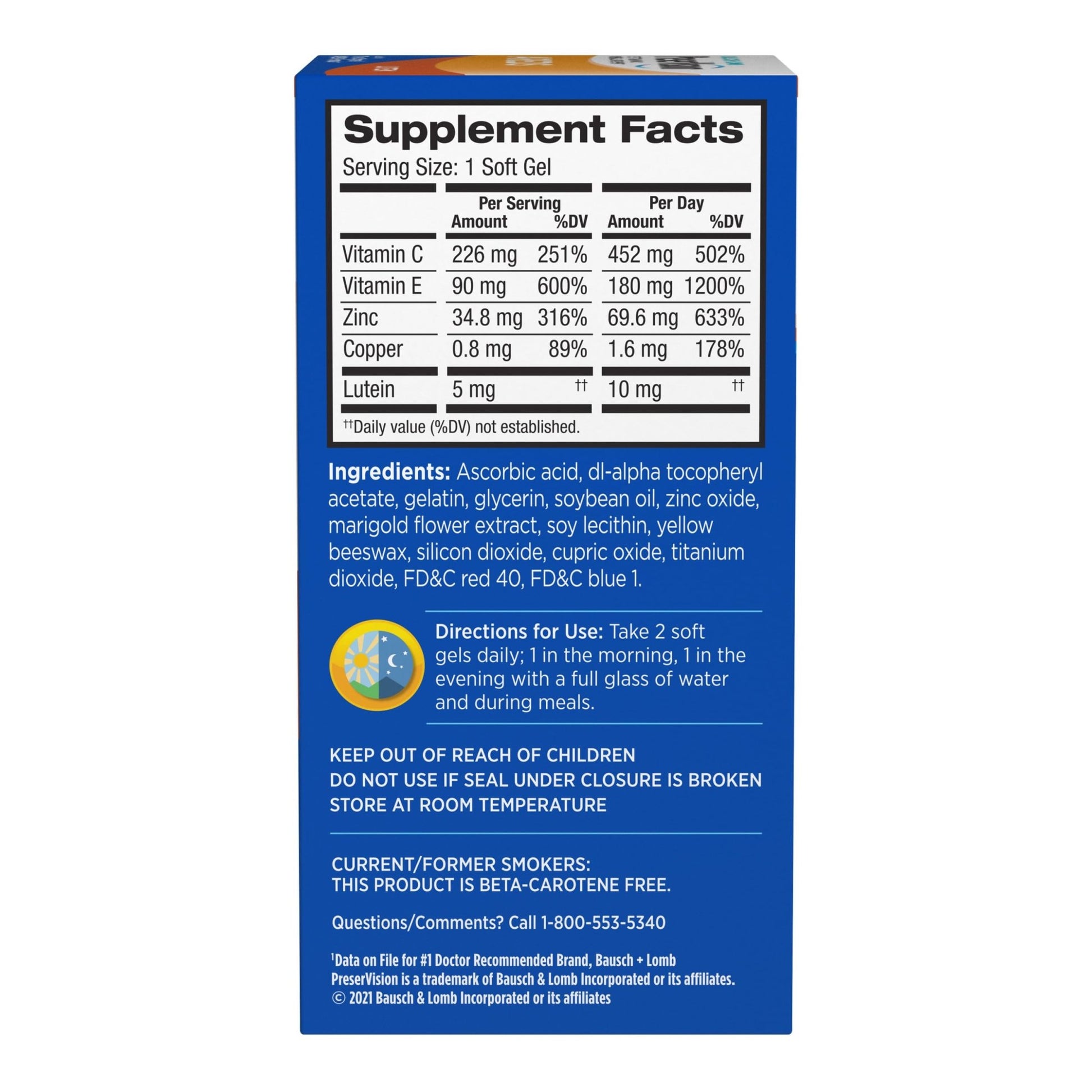 PreserVision AREDS Eye Vitamins, 1 Eye Doctor Recommended Brand, Multivitamin with Lutein, Vitamins C & E, Zinc, and Copper Supplements, 120 Softgels - dailyvitalstore