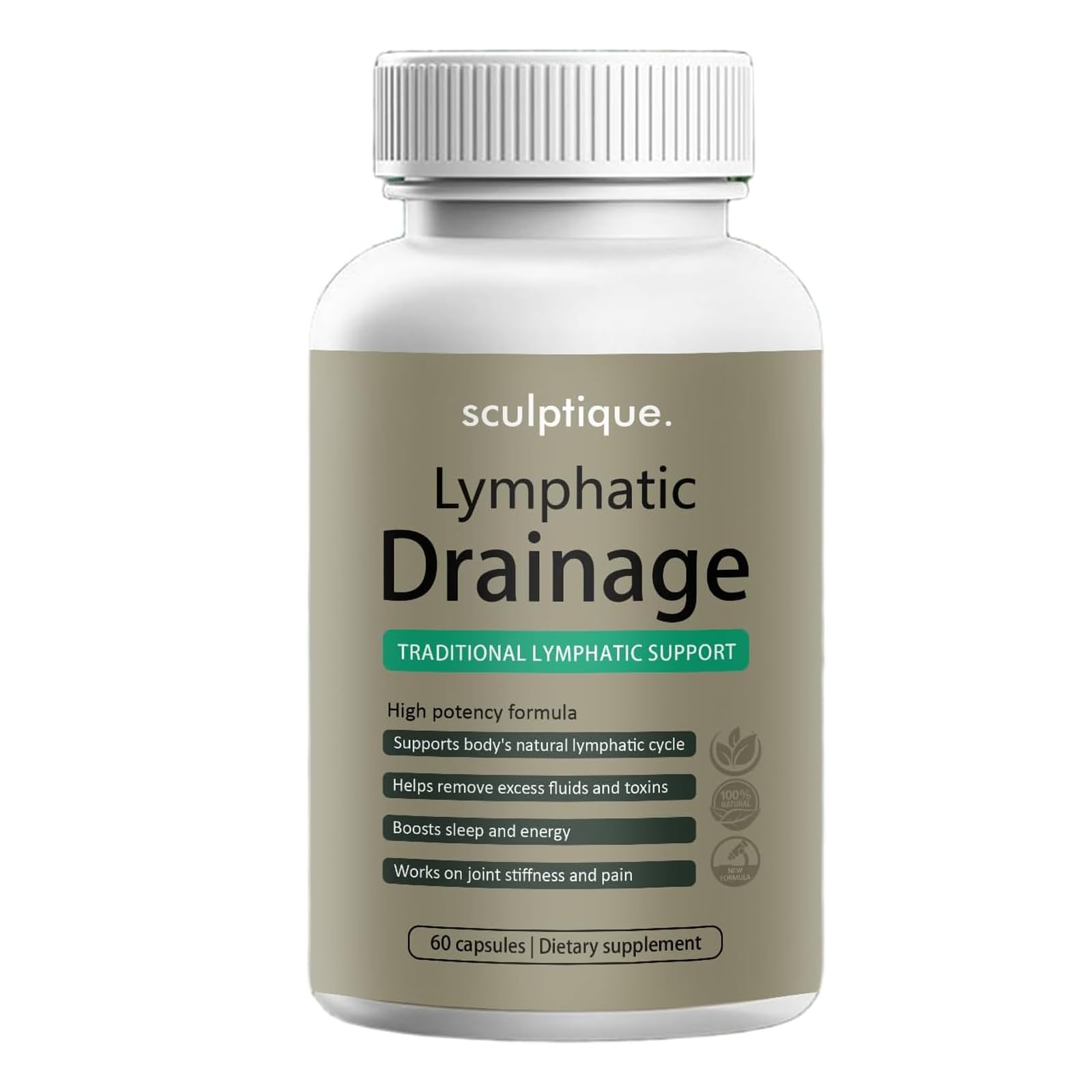 pressurepal Sculptique Lymphatic Drainage Capsules, New Maximum Potency Formula with Dandelion Extract, Cleavers Extract - Supports Cellulite Reduction, Lymphatic Drainage, 60 Capsules (1pcs) - dailyvitalstore