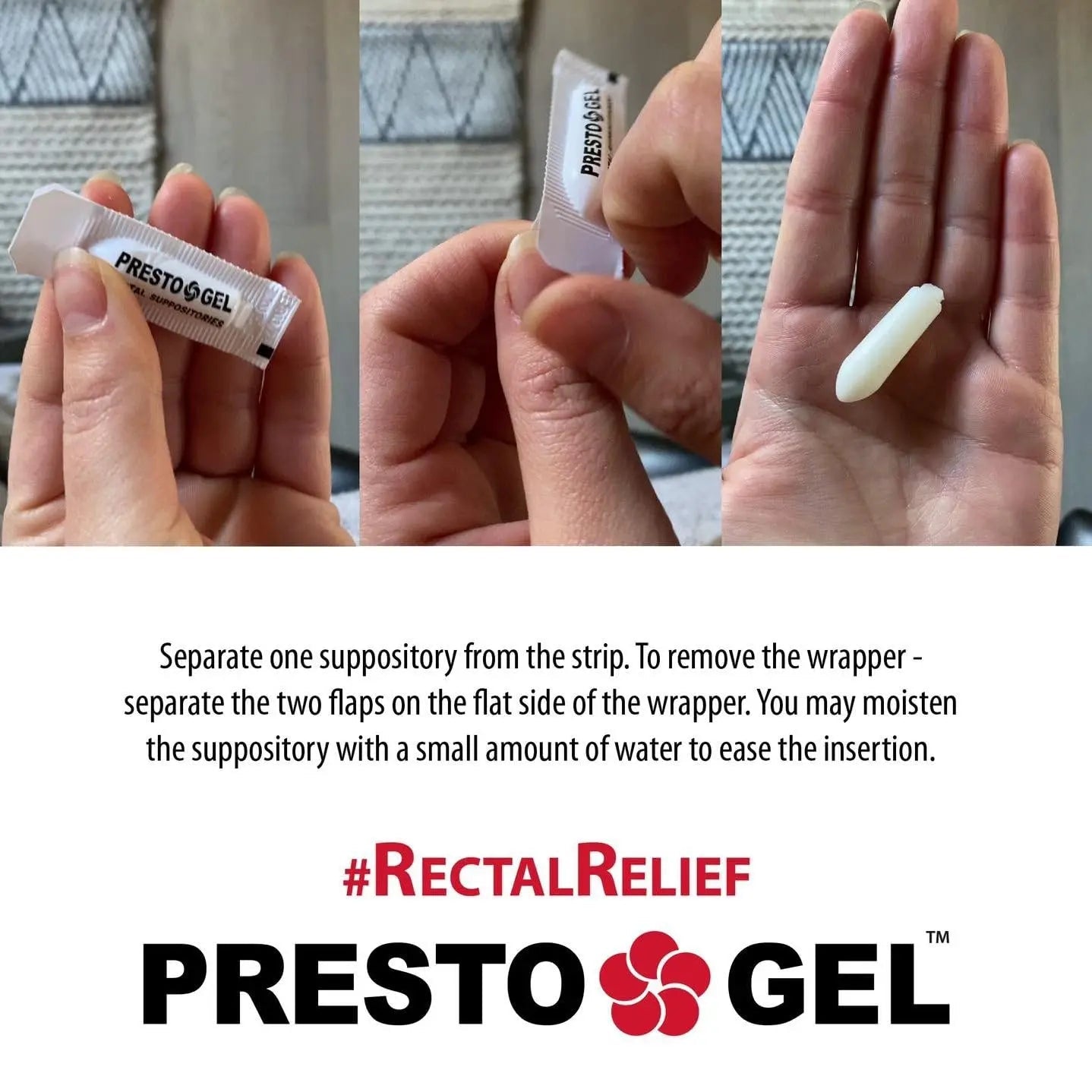 Presto Gel - Natural Hemorrhoid Rectal Suppositories - Rapid Hemorrhoid Treatment and Relief from Itching, Swelling, Burning and Discomfort - Pack of 12 - dailyvitalstore