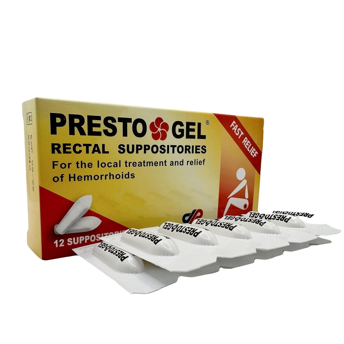 Presto Gel - Natural Hemorrhoid Rectal Suppositories - Rapid Hemorrhoid Treatment and Relief from Itching, Swelling, Burning and Discomfort - Pack of 12 - dailyvitalstore