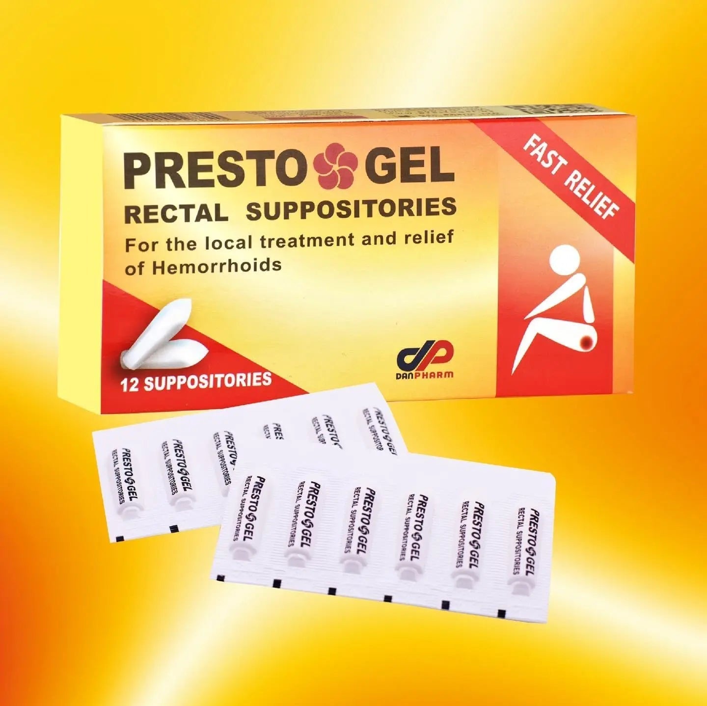 Presto Gel - Natural Hemorrhoid Rectal Suppositories - Rapid Hemorrhoid Treatment and Relief from Itching, Swelling, Burning and Discomfort - Pack of 12 - dailyvitalstore