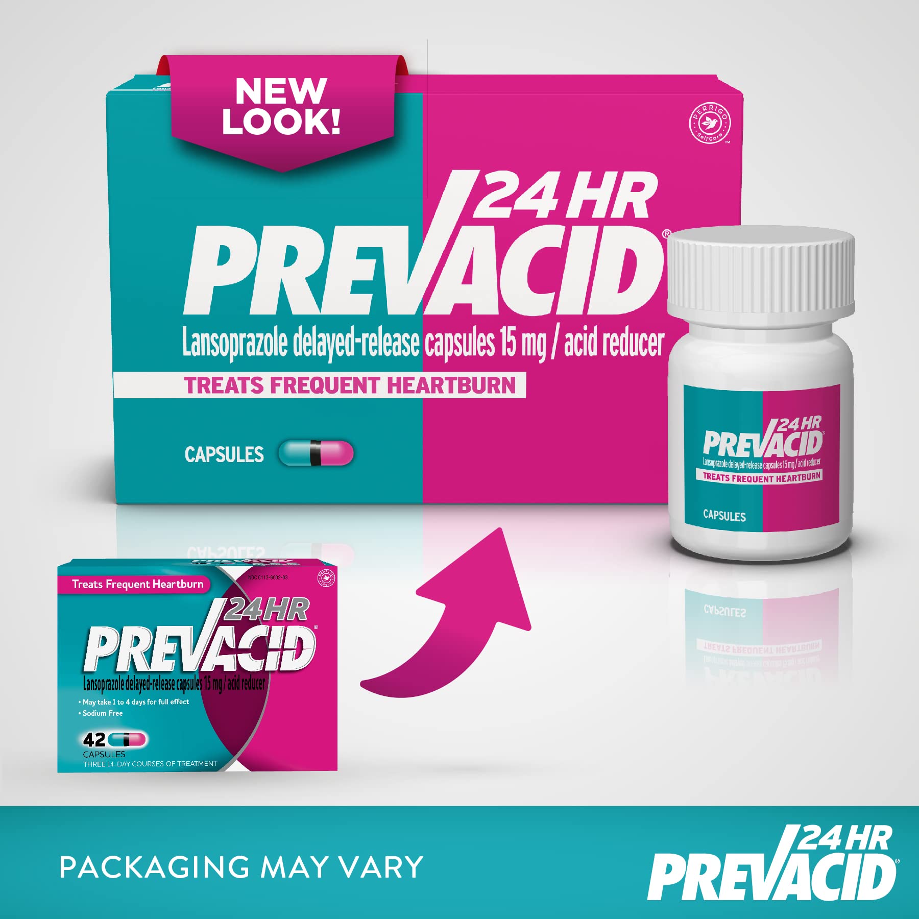 Prevacid 24HR Lansoprazole Capsules, 15 mg Acid Reducer, Delayed-Release PPI for Frequent Heartburn Relief, 42 Count - dailyvitalstore