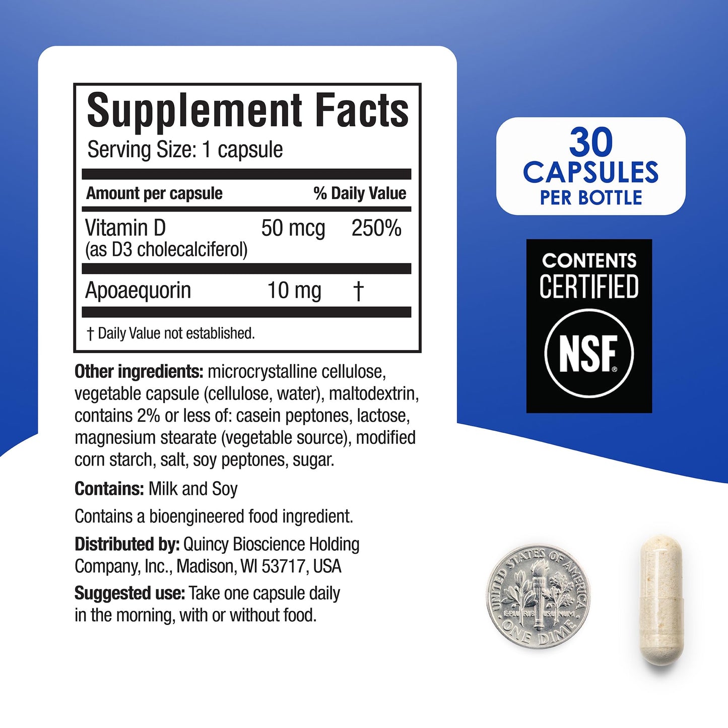 Prevagen Regular Strength - 30 Capsules (1 Month Supply) | Formulated for Your Brain | 10mg of Apoaequorin Plus Vitamin D3 - dailyvitalstore