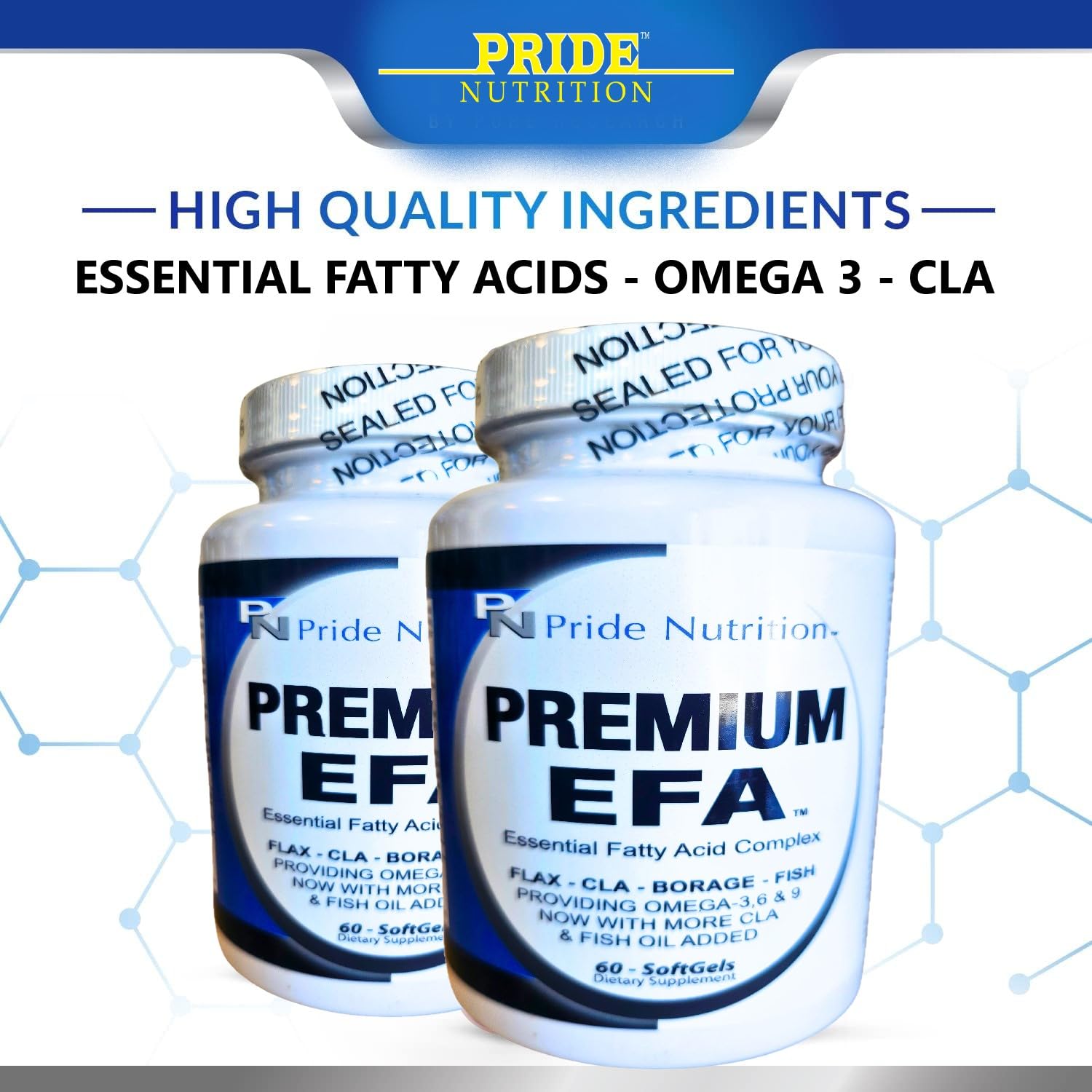 Pride Nutrition Premium EFA Omega 3-6-9 Supplement for Men and Women 5 in 1 - EPA, DHA, GLA, ALA & CLA Essential Fatty Acids with Fish Oil - Softgel Pills - dailyvitalstore