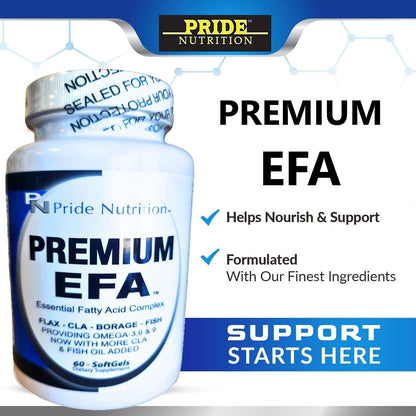 Pride Nutrition Premium EFA Omega 3-6-9 Supplement for Men and Women 5 in 1 - EPA, DHA, GLA, ALA & CLA Essential Fatty Acids with Fish Oil - Softgel Pills - dailyvitalstore