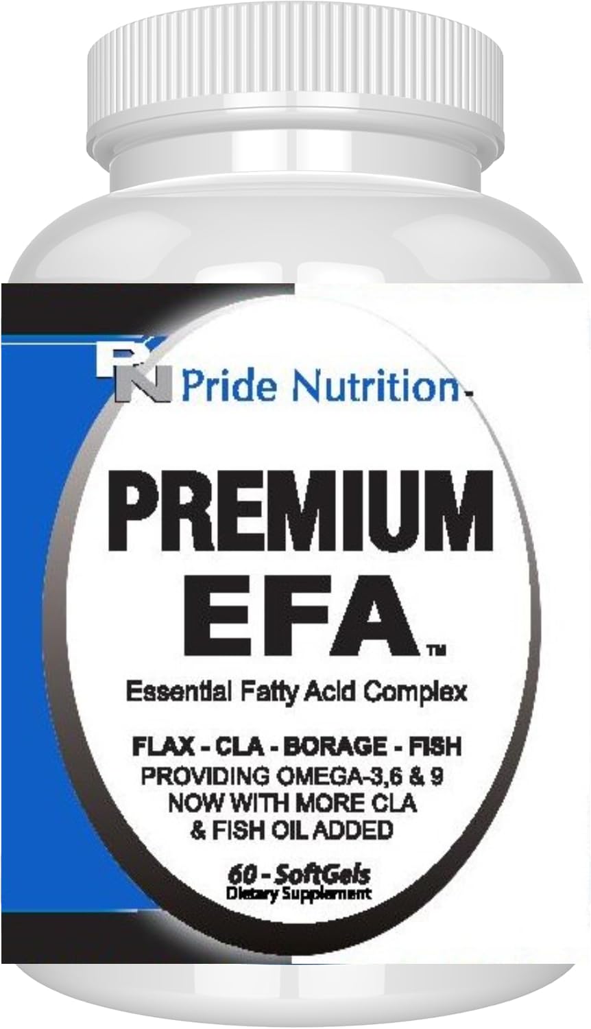 Pride Nutrition Premium EFA Omega 3-6-9 Supplement for Men and Women 5 in 1 - EPA, DHA, GLA, ALA & CLA Essential Fatty Acids with Fish Oil - Softgel Pills - dailyvitalstore