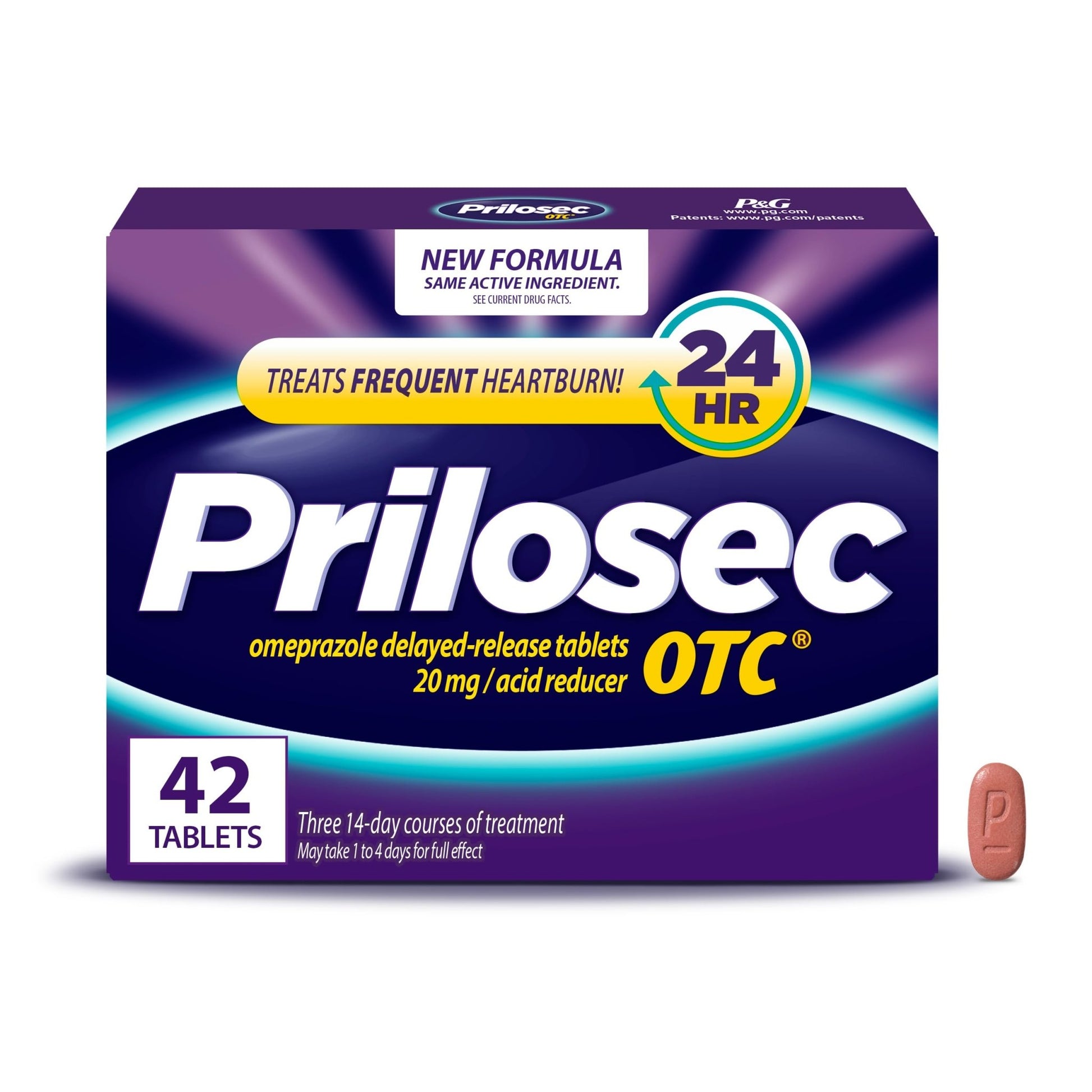 Prilosec OTC, Omeprazole 20mg, Heartburn Medicine, Acid Reflux Medicine, 24 Hour Relief, 42 Tablets - dailyvitalstore