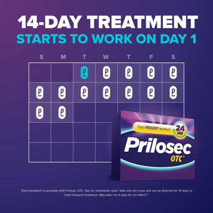 Prilosec OTC, Omeprazole 20mg, Heartburn Medicine, Acid Reflux Medicine, 24 Hour Relief, 42 Tablets - dailyvitalstore