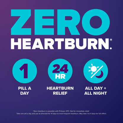Prilosec OTC, Omeprazole Delayed Release 20mg, Acid Reducer, Treats Frequent Heartburn for 24 Hour Relief, All Day, All Night*, Heartburn Medicine, 20mg, 14 Tablets - dailyvitalstore