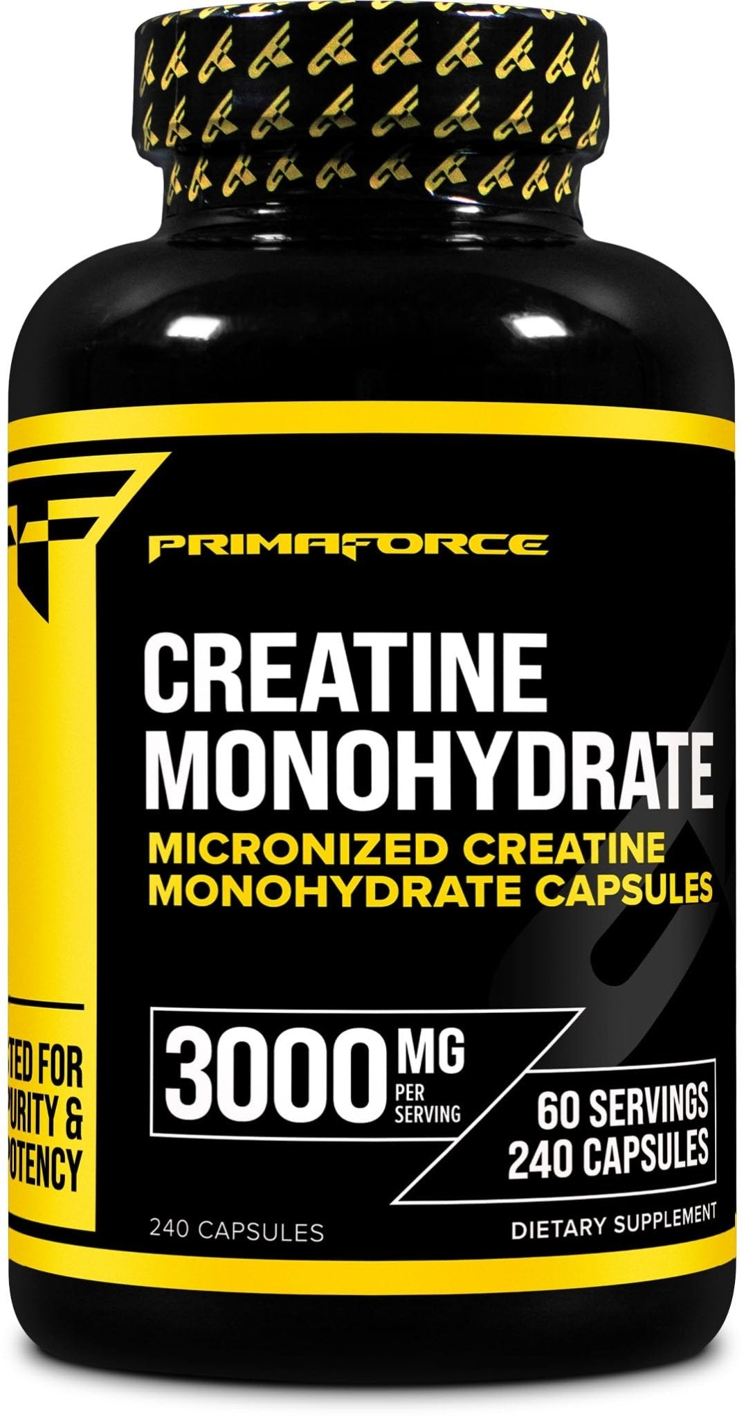 Primaforce Creatine Monohydrate Capsules - 240 Capsules, 3,000mg per Serving, Gluten Free and Non-GMO - dailyvitalstore