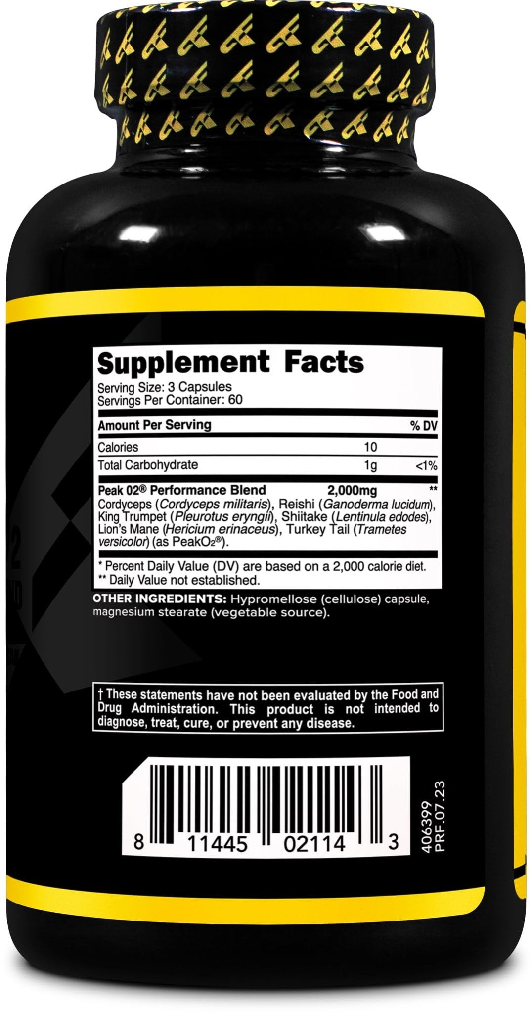 Primaforce Peak O2 Performance Mushroom Powered Oxygen Absorption Booster (180 Capsules) (2,000 mg Per Serving, 60 Servings) - Athletic Performance Supplement, Ultimate Mushroom Blend - dailyvitalstore