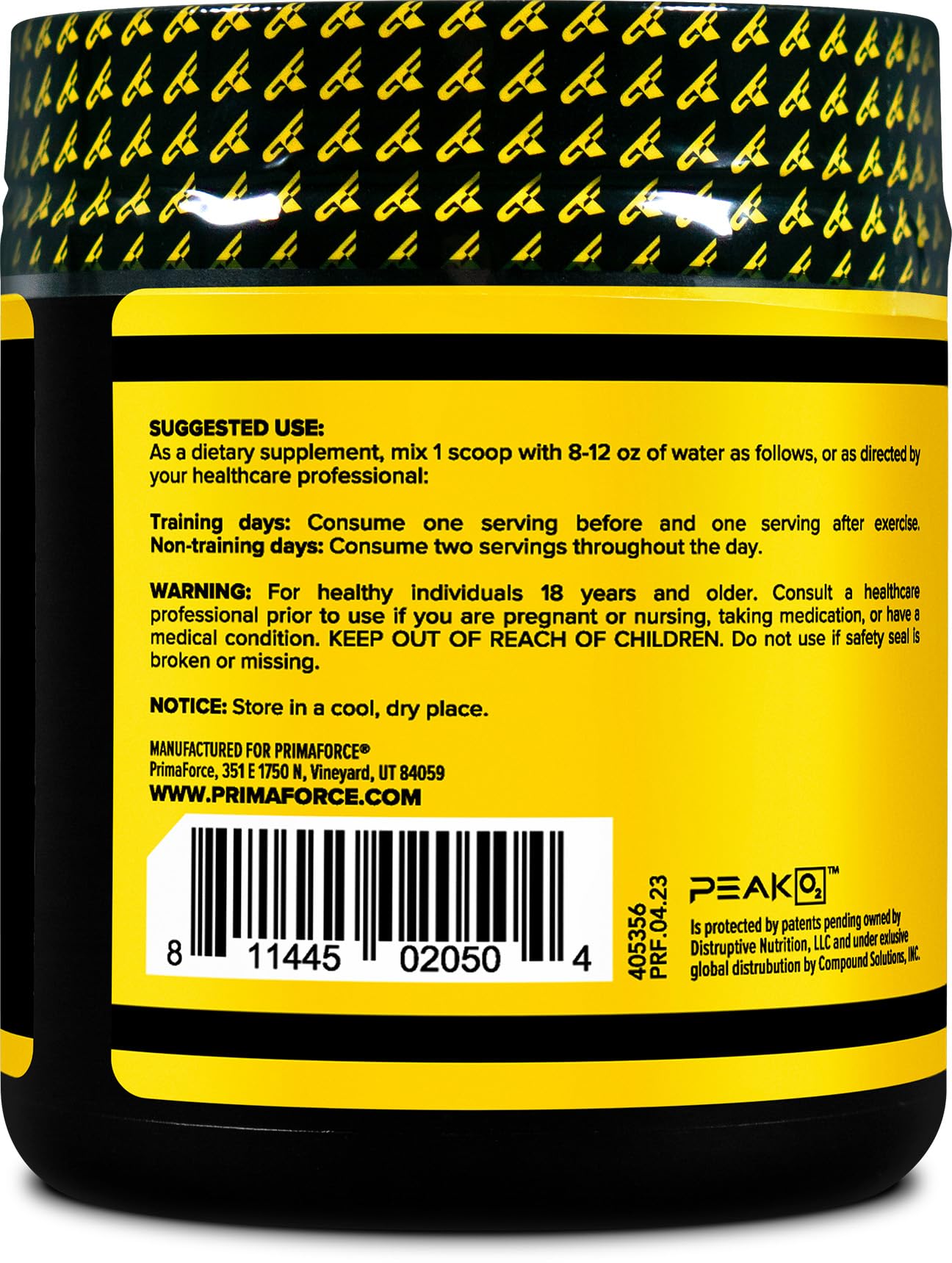 PrimaForce Peak O2 Workout Supplement, 120 Grams - Proprietary Blend, Non-GMO, Vegan and Gluten Free - dailyvitalstore