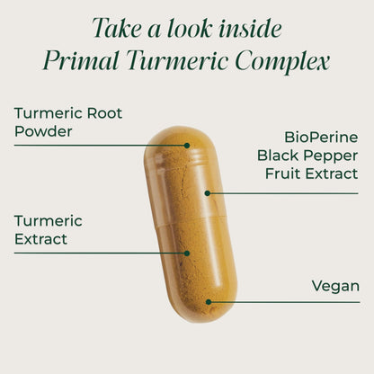 Primal Harvest 1 Pack, Primal Turmeric Complex w/Black Pepper Extract, Joint and Mobility Support Turmeric Supplement for Women & Men, 60 Capsules - dailyvitalstore