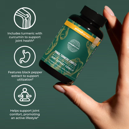 Primal Harvest 1 Pack, Primal Turmeric Complex w/Black Pepper Extract, Joint and Mobility Support Turmeric Supplement for Women & Men, 60 Capsules - dailyvitalstore