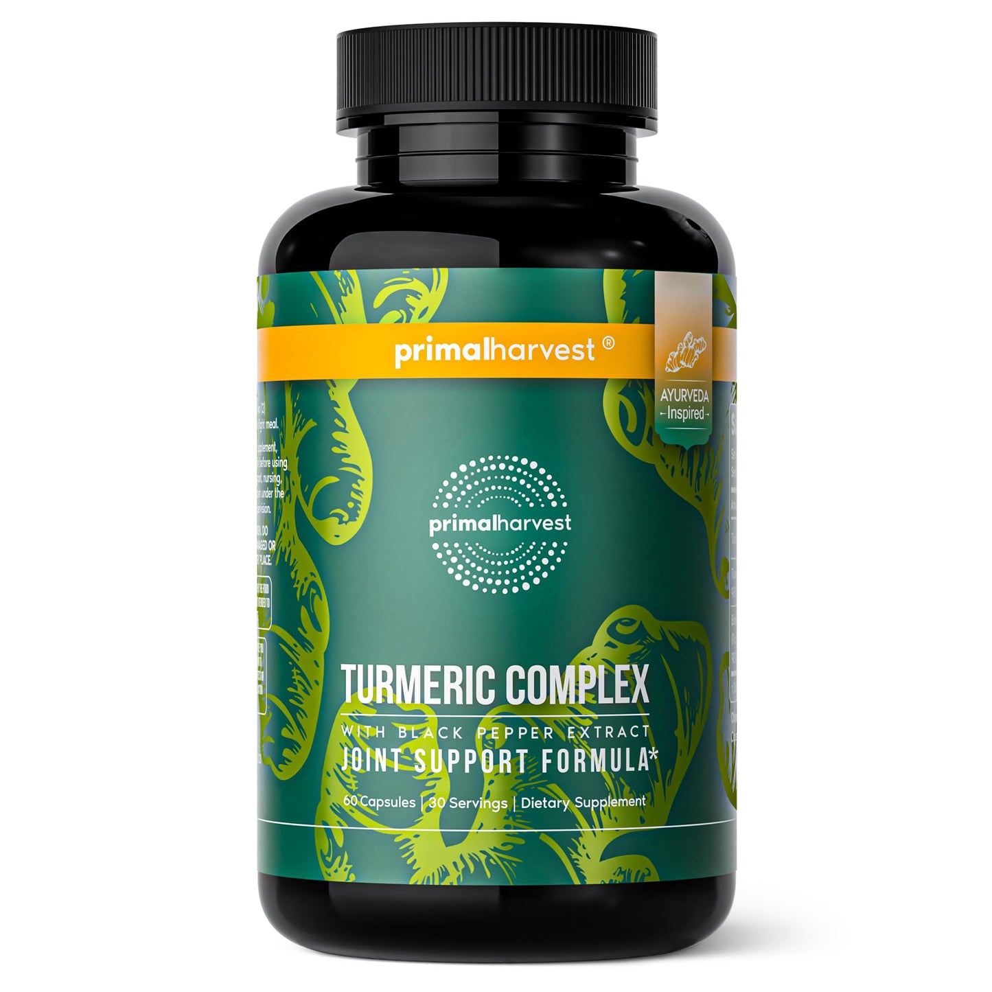 Primal Harvest 1 Pack, Primal Turmeric Complex w/Black Pepper Extract, Joint and Mobility Support Turmeric Supplement for Women & Men, 60 Capsules - dailyvitalstore