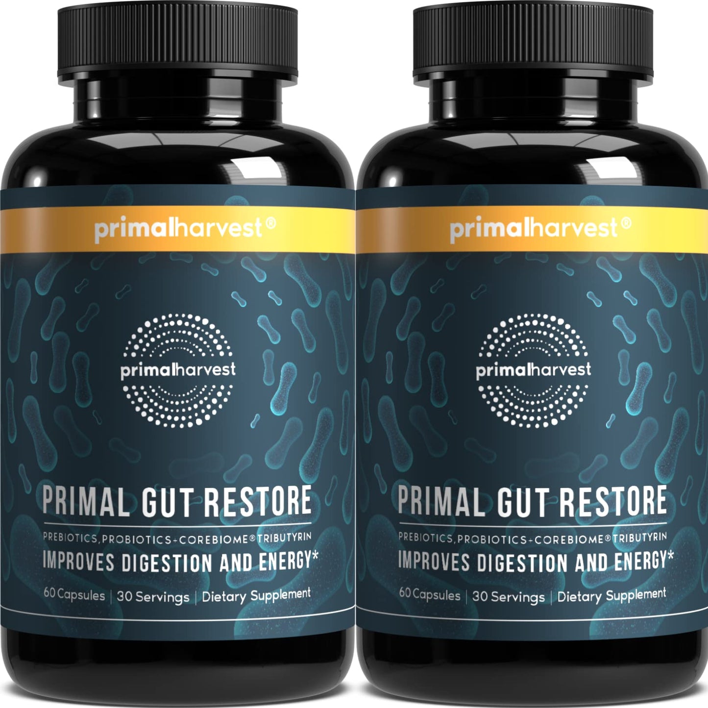 Primal Harvest 2 Pack, Restore for Gut Health, Primal Gut Restore w/POSTbiotics, PREbiotics and PRObiotics for Women and Men, 60 CT - Digestion, - dailyvitalstore
