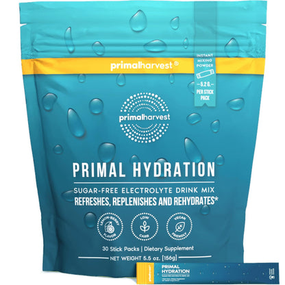 Primal Harvest Electrolytes Powder Packets Primal Hydration, Easy Open Packets, Energy Drink Mix (Lemon Berry, 30 Packs) (1 Bag) - dailyvitalstore