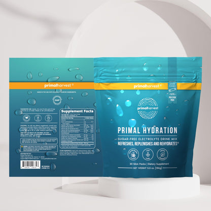 Primal Harvest Electrolytes Powder Packets Primal Hydration, Easy Open Packets, Energy Drink Mix (Lemon Berry, 30 Packs) (1 Bag) - dailyvitalstore