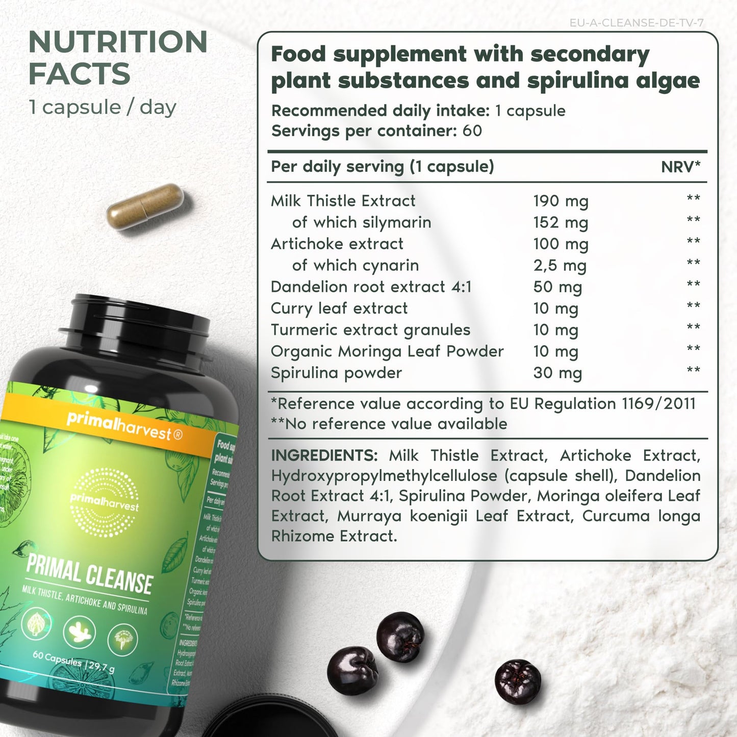 Primal Harvest Full Body Detox Cleanse, Liver,Kidney,Gut,Bowel,Intestinal, & Stomach Cleanse, 60 Count Bottle - dailyvitalstore
