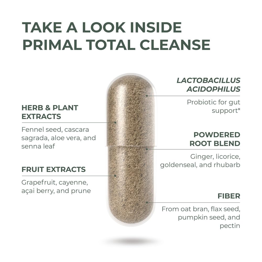 Primal Harvest Full Body Detox Cleanse, Liver,Kidney,Gut,Bowel,Intestinal, & Stomach Cleanse, 60 Count Bottle - dailyvitalstore