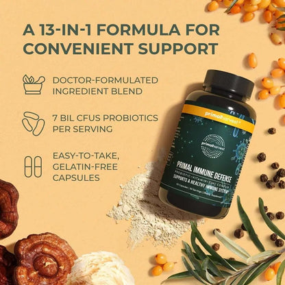 Primal Harvest Immune Defense 10-in-1 Supplement with Probiotics, Zinc, and Vitamins C, D3, K2, B6 Daily Immune Support for Adults - dailyvitalstore