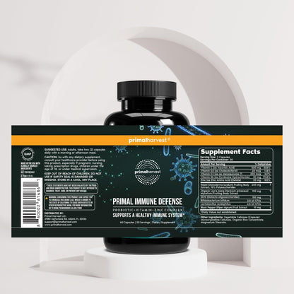 Primal Harvest Immune Defense 10-in-1 Supplement with Probiotics, Zinc, and Vitamins C, D3, K2, B6 Daily Immune Support for Adults - dailyvitalstore