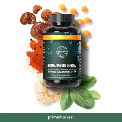 Primal Harvest Immune Defense 10-in-1 Supplement with Probiotics, Zinc, and Vitamins C, D3, K2, B6 Daily Immune Support for Adults - dailyvitalstore