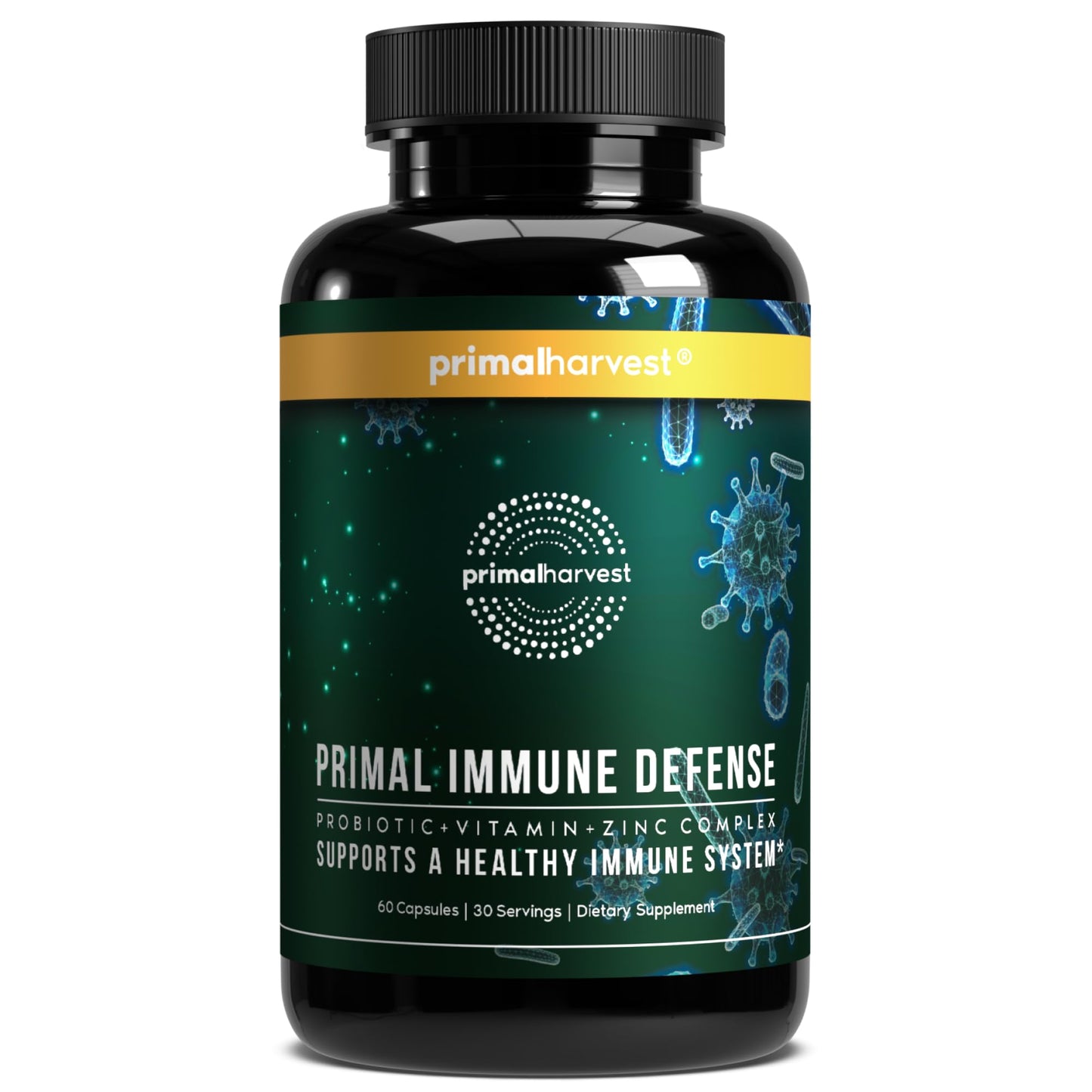 Primal Harvest Immune Defense 10-in-1 Supplement with Probiotics, Zinc, and Vitamins C, D3, K2, B6 Daily Immune Support for Adults - dailyvitalstore