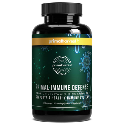 Primal Harvest Immune Defense 10-in-1 Supplement with Probiotics, Zinc, and Vitamins C, D3, K2, B6 Daily Immune Support for Adults - dailyvitalstore