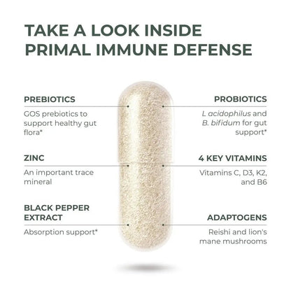 Primal Harvest Immune Defense 10-in-1 Supplement with Probiotics, Zinc, and Vitamins C, D3, K2, B6 Daily Immune Support for Adults - dailyvitalstore
