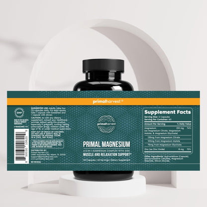 Primal Harvest Magnesium Supplement Complex 310mg by Primal Harvest with Magnesium Glycinate, Citrate, Malate, and Zinc 2 Pack, 240 Capsules - dailyvitalstore