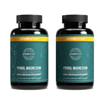 Primal Harvest Magnesium Supplement Complex 310mg by Primal Harvest with Magnesium Glycinate, Citrate, Malate, and Zinc 2 Pack, 240 Capsules - dailyvitalstore