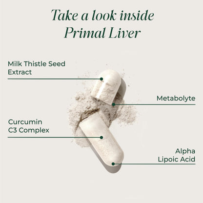 Primal Harvest Primal Liver Liver Supplement with, Alpha-Lipoic Acid, L-Cysteine HCL, L-Glutathione, Milk Thistle, and Spirulina - dailyvitalstore
