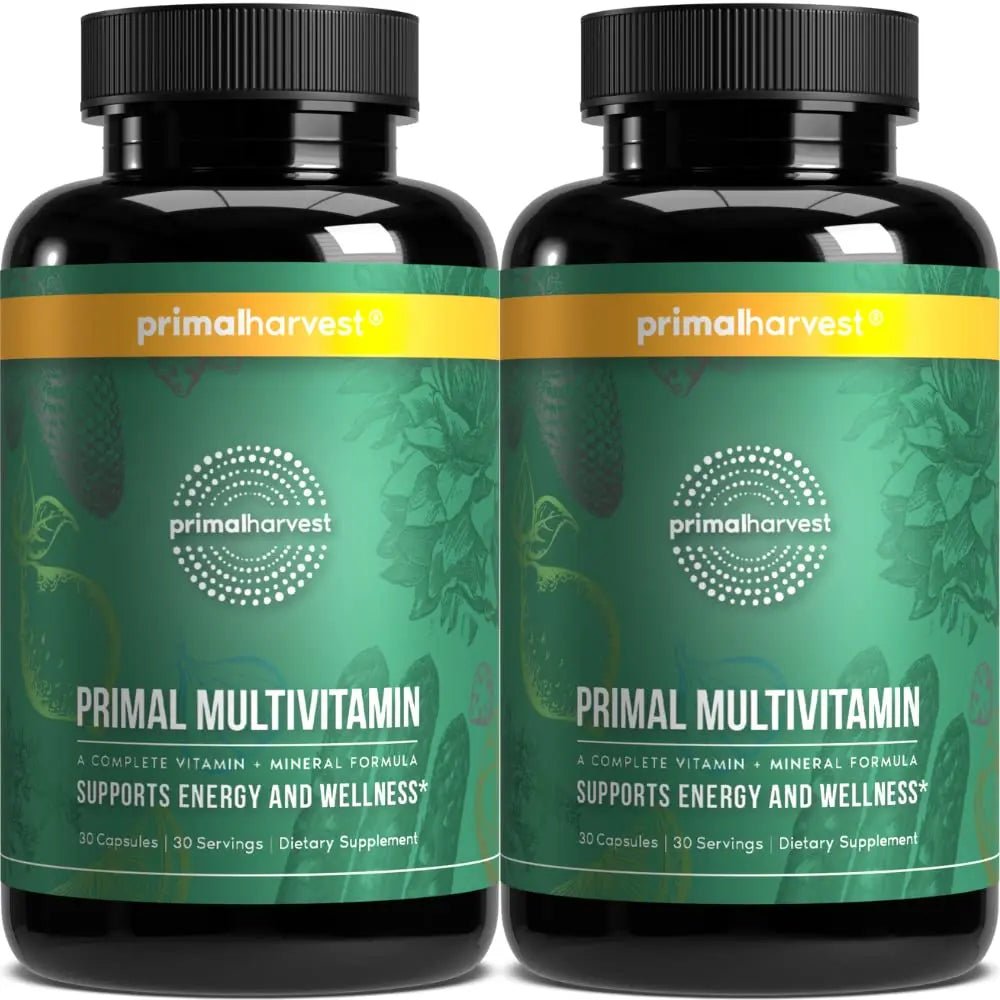 Primal Harvest Primal Multivitamin - Daily Multi-Vitamin Supplement with 21 Essential Vitamins & Minerals for Women & Men (2 Pack (30 Count)) - dailyvitalstore