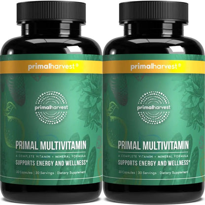 Primal Harvest Primal Multivitamin - Daily Multi-Vitamin Supplement with 21 Essential Vitamins & Minerals for Women & Men (2 Pack (30 Count)) - dailyvitalstore