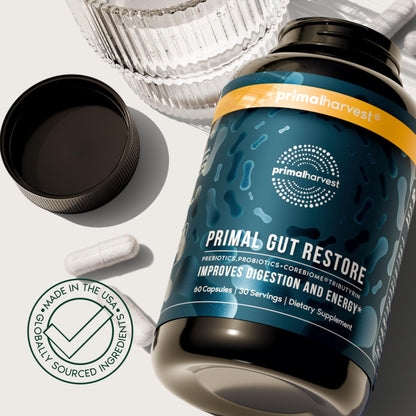 Primal Harvest Restore for Gut Health, Primal Gut Restore w/POSTbiotics, PREbiotics and PRObiotics for Women and Men, 60 CT - Digestion, Colon Cleanse, - dailyvitalstore