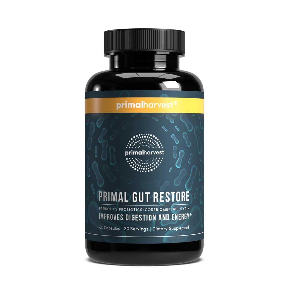 Primal Harvest Restore for Gut Health, Primal Gut Restore w/POSTbiotics, PREbiotics and PRObiotics for Women and Men, 60 CT - Digestion, Colon Cleanse, - dailyvitalstore
