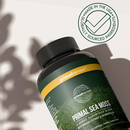 Primal Harvest Sea Moss Capsules with Bladderwack and Irish Sea Moss, Chlorella, Broccoli Seed Extract Plant-Based Supplements for Adults - dailyvitalstore