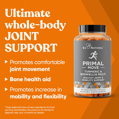 Primal Joint & Mobility Support - Advanced Joint Support Supplement for Women and Men - Turmeric, Boswellia, Ginger and Boron for Whole-Body Flexibility, Joint Health & Comfort - 60 Veg Soft Capsules - dailyvitalstore