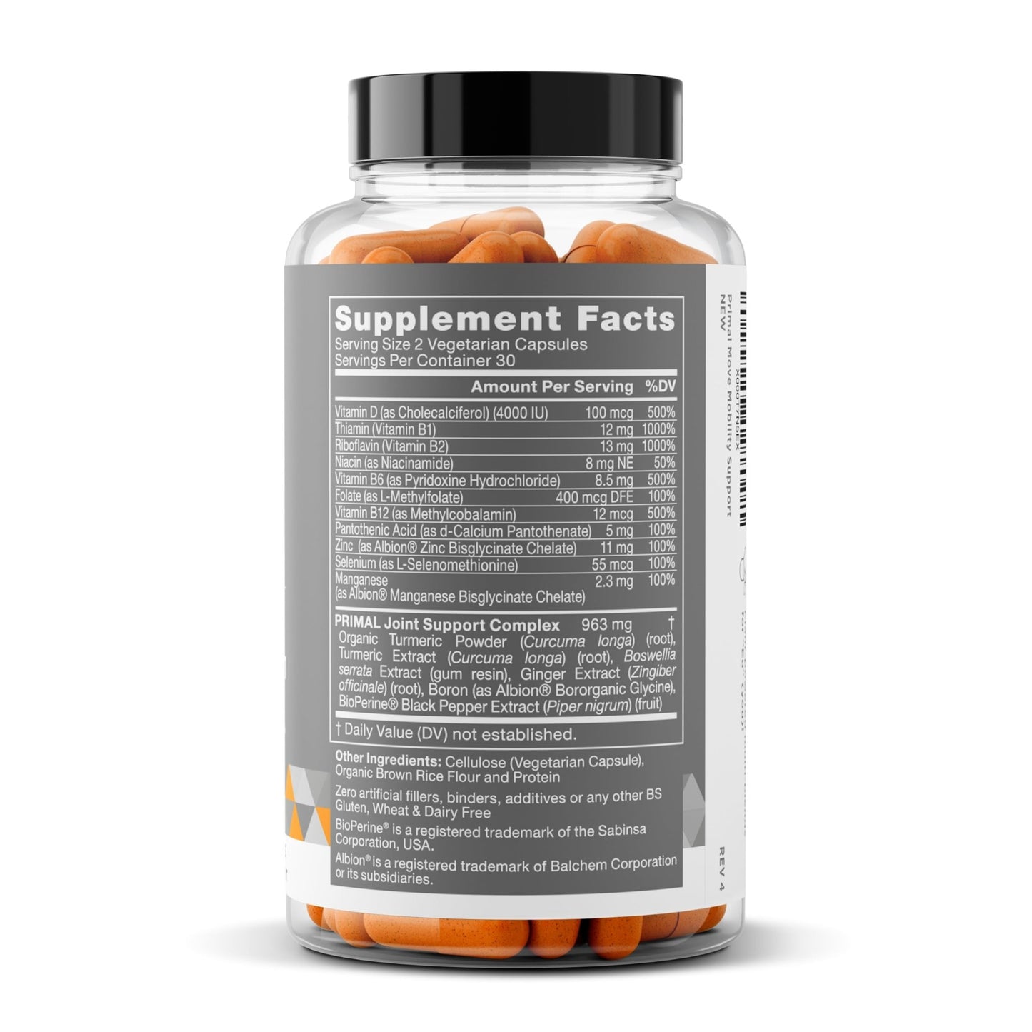 Primal Joint & Mobility Support - Advanced Joint Support Supplement for Women and Men - Turmeric, Boswellia, Ginger and Boron for Whole-Body Flexibility, Joint Health & Comfort - 60 Veg Soft Capsules - dailyvitalstore