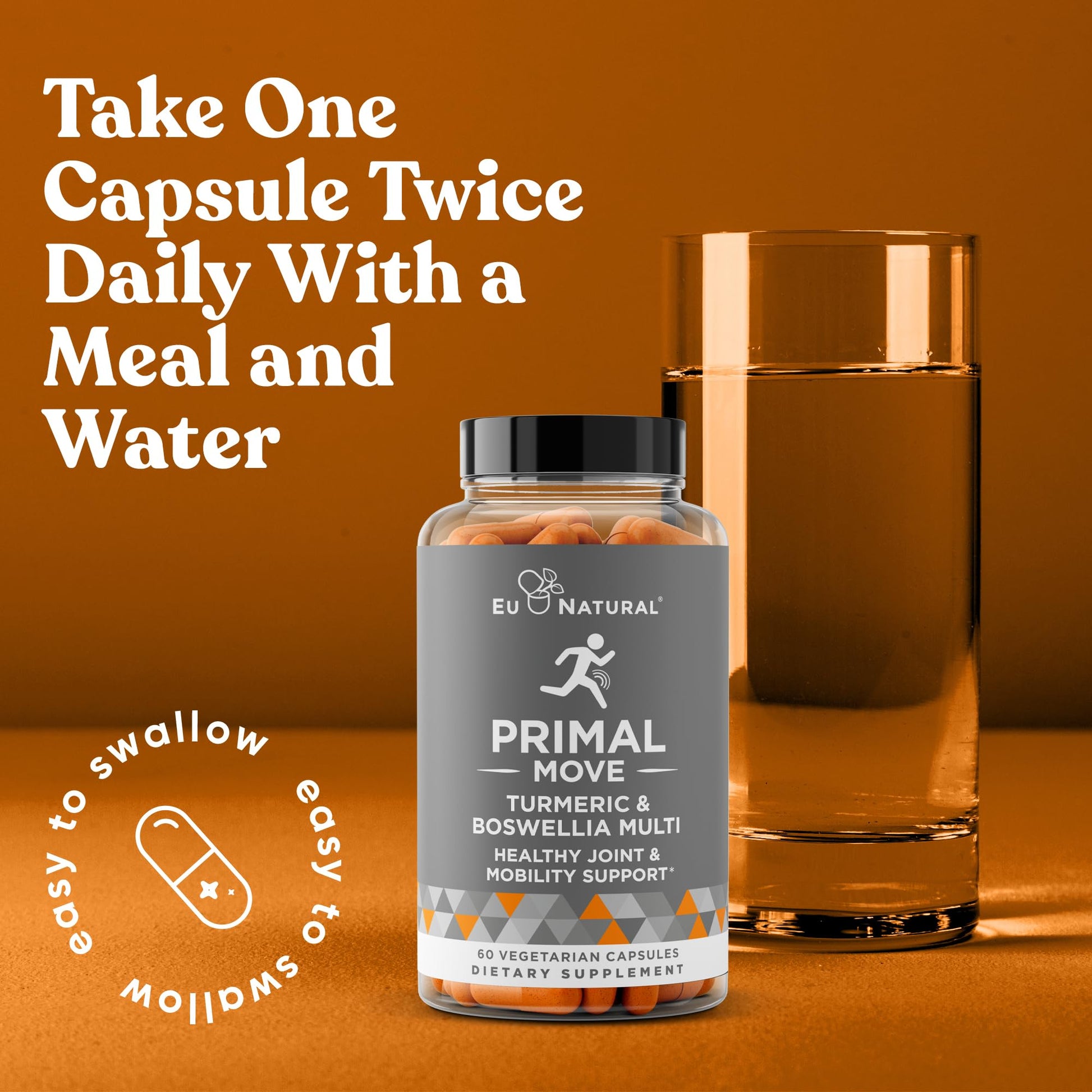 Primal Joint & Mobility Support - Advanced Joint Support Supplement for Women and Men - Turmeric, Boswellia, Ginger and Boron for Whole-Body Flexibility, Joint Health & Comfort - 60 Veg Soft Capsules - dailyvitalstore